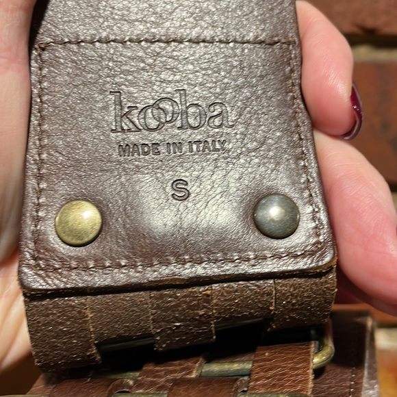 KOOBA Leather Belt - Italy - Woven Vintage Wide Braided Brown Brass Buck… - Picture 4 of 7